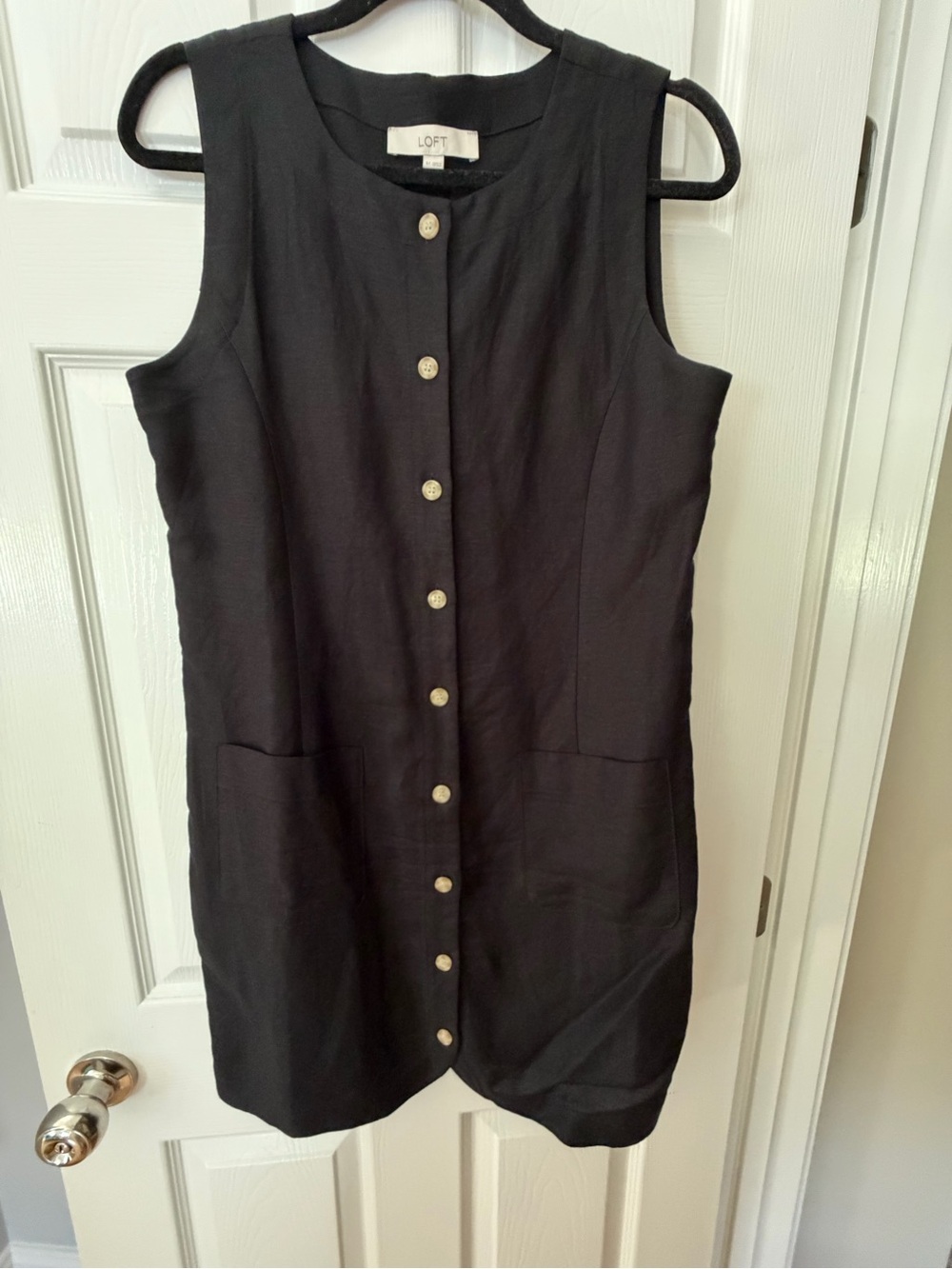 Button Down Shift Dress Sleeveless LBD Loft